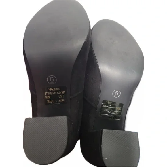 Heel Boots Over the Knee Vegan Suede Black Block Vepose NY Boho Retro Biker Goth - Picture 5 of 7